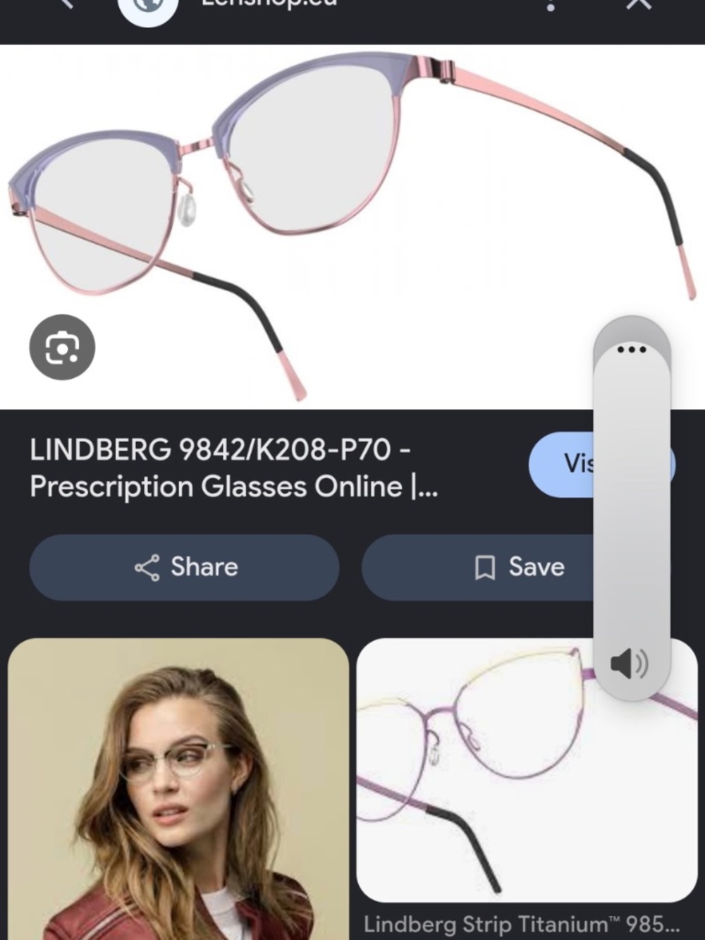 AUTHENTIC Lindberg Strip Titanium 9842 Cat-Eye/Square Eyeglasses Frames